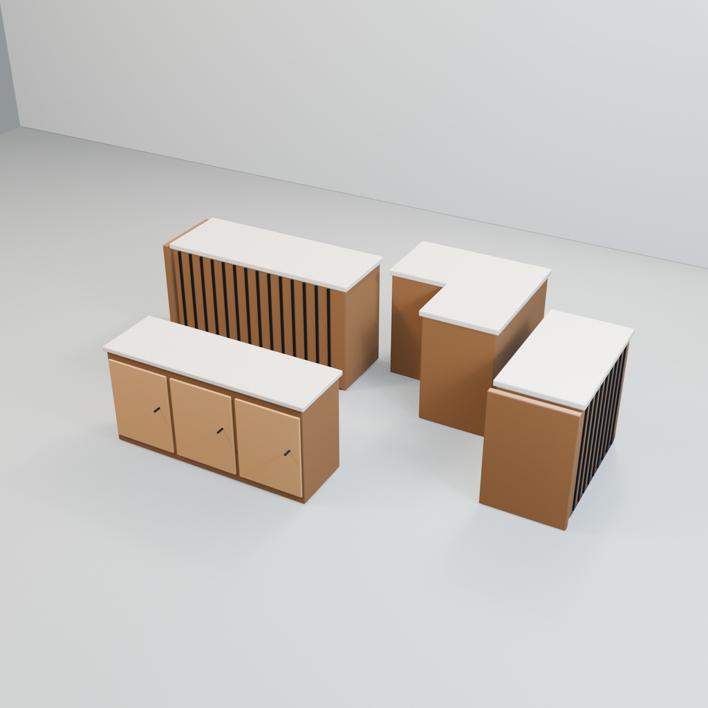 Modern Cafe Counter Set|12 Models|Blender・Unity