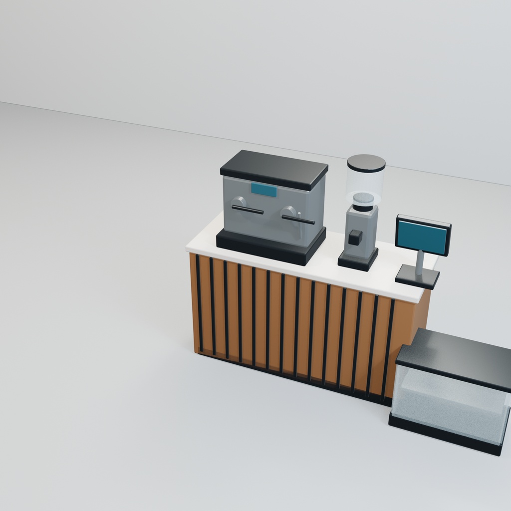 Modern Cafe Counter Set|12 Models|Blender・Unity