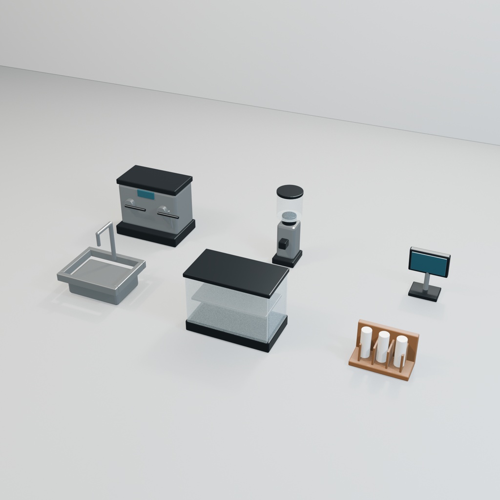 Modern Cafe Counter Set|12 Models|Blender・Unity