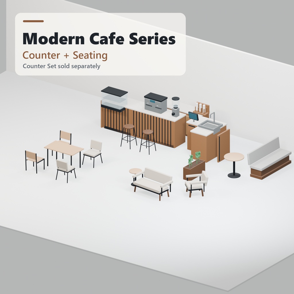 Modern Cafe Seating Set|12 Models|Blender・Unity