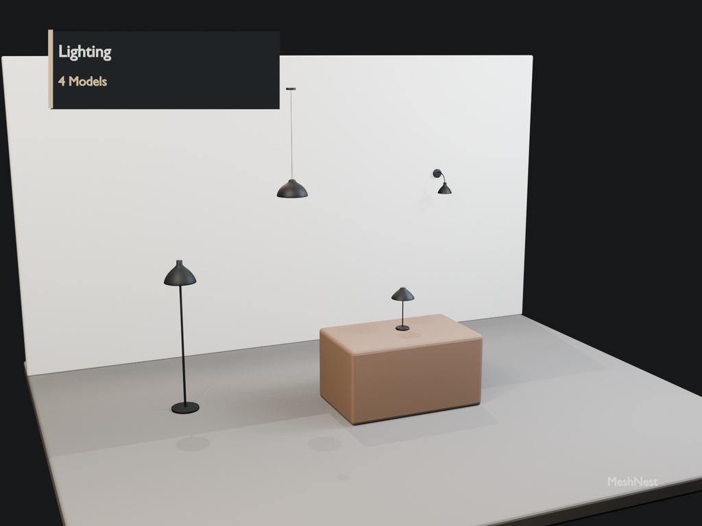 Modern Cafe Lighting & Decor Full Set|20 Models|Blender・Unity・VRChat確認済み