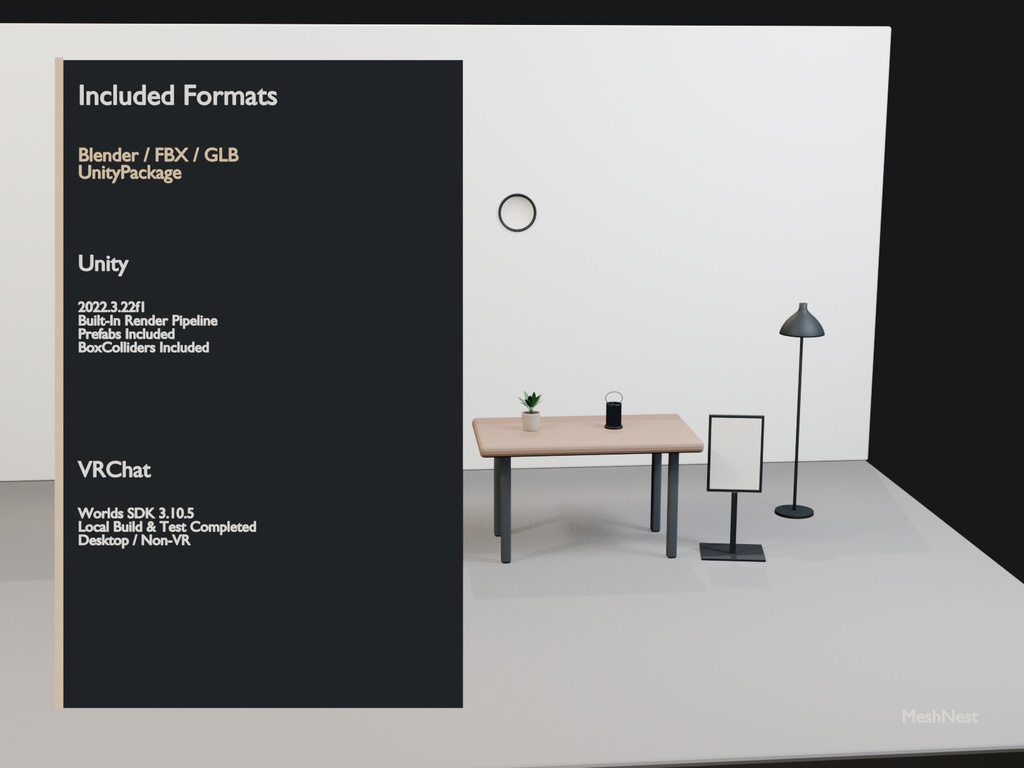 Modern Cafe Lighting & Decor Full Set|20 Models|Blender・Unity・VRChat確認済み