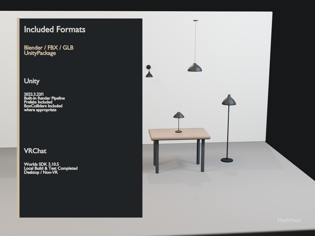 Modern Cafe Lighting Set|4 Models|Blender・Unity・VRChat確認済み