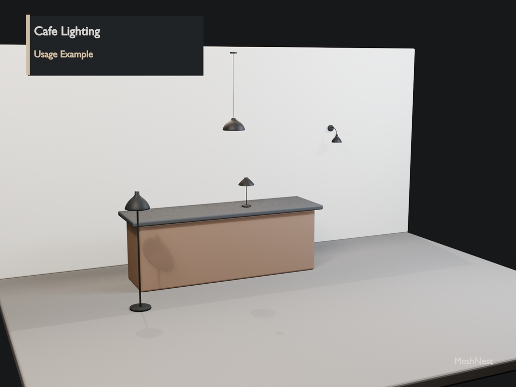 Modern Cafe Lighting Set|4 Models|Blender・Unity・VRChat確認済み