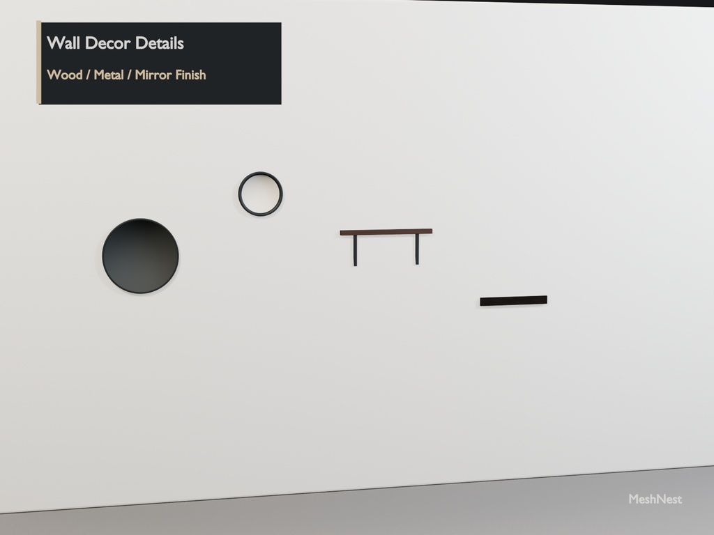 Modern Cafe Wall Decor Set|6 Models|Blender・Unity・VRChat確認済み