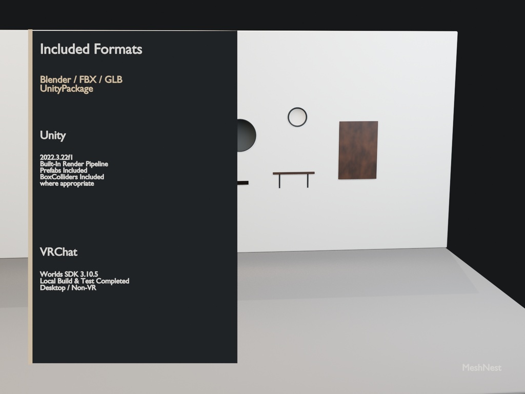 Modern Cafe Wall Decor Set|6 Models|Blender・Unity・VRChat確認済み