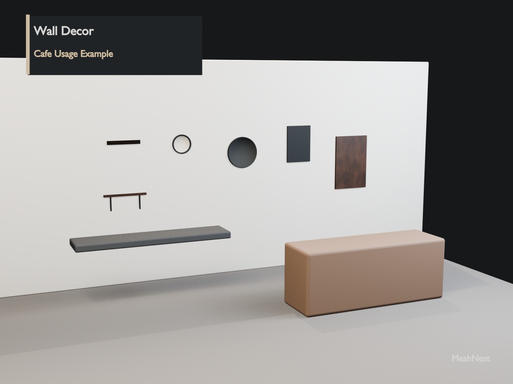 Modern Cafe Wall Decor Set|6 Models|Blender・Unity・VRChat確認済み