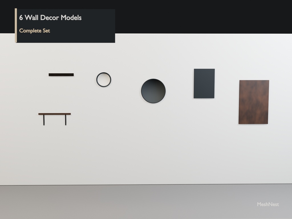 Modern Cafe Wall Decor Set|6 Models|Blender・Unity・VRChat確認済み
