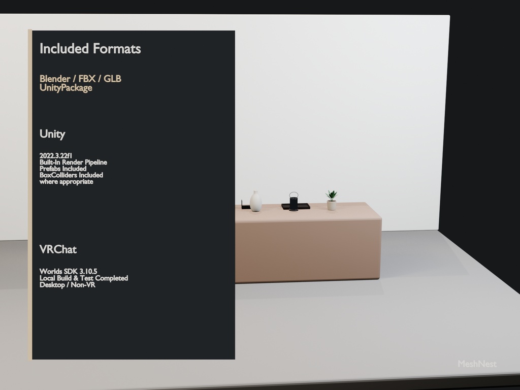 Modern Cafe Table & Counter Decor Set|7 Models|Blender・Unity・VRChat確認済み