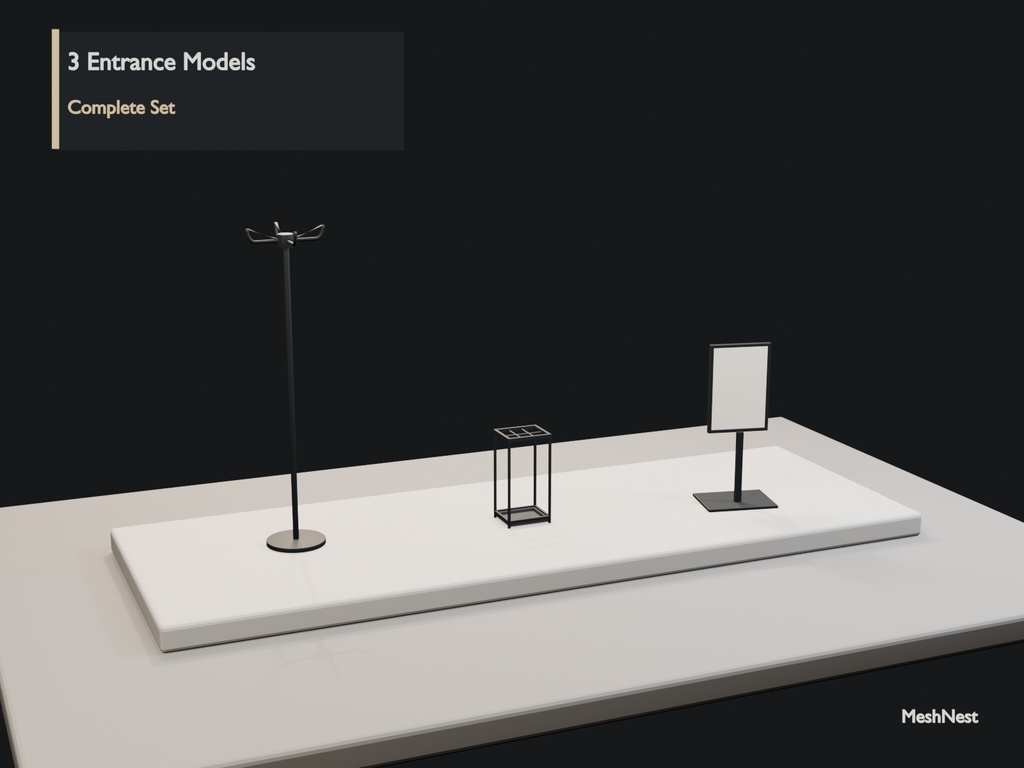 Modern Cafe Entrance Accessories Set|3 Models|Blender・Unity・VRChat確認済み