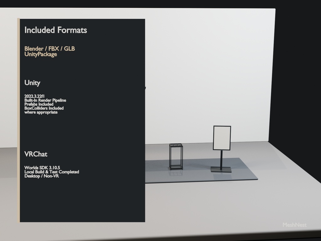 Modern Cafe Entrance Accessories Set|3 Models|Blender・Unity・VRChat確認済み
