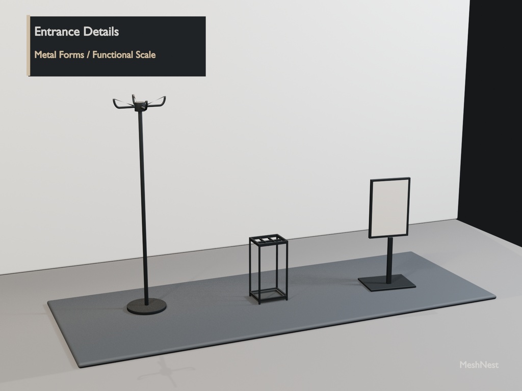 Modern Cafe Entrance Accessories Set|3 Models|Blender・Unity・VRChat確認済み