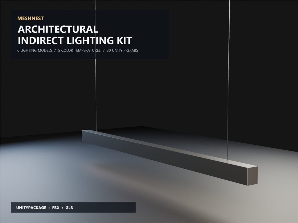 【3Dモデル】建築間接照明6種セット｜Architectural Indirect Lighting Kit【Unity・VRChat PC／MN-013】