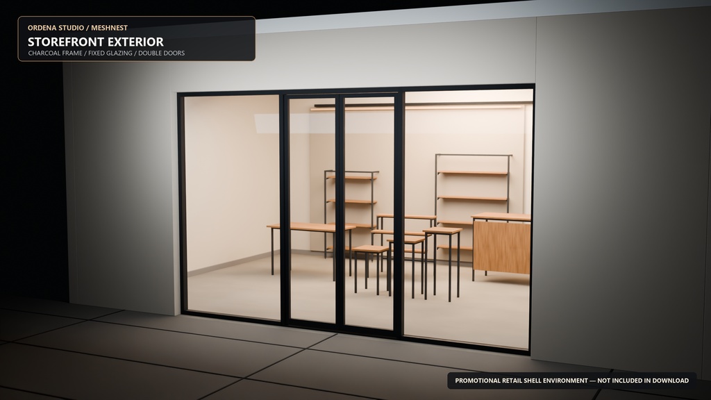 【3Dモデル】MN-014 Modern Retail Display Kit|店舗什器8タイプ(Blender / FBX / GLB / Unity)