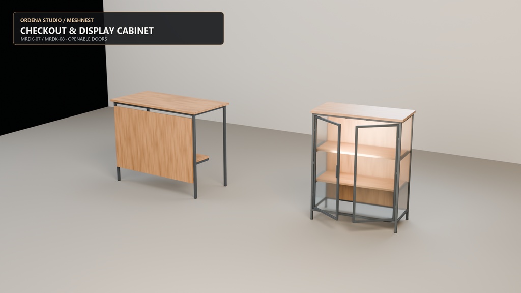 【3Dモデル】MN-014 Modern Retail Display Kit|店舗什器8タイプ(Blender / FBX / GLB / Unity)