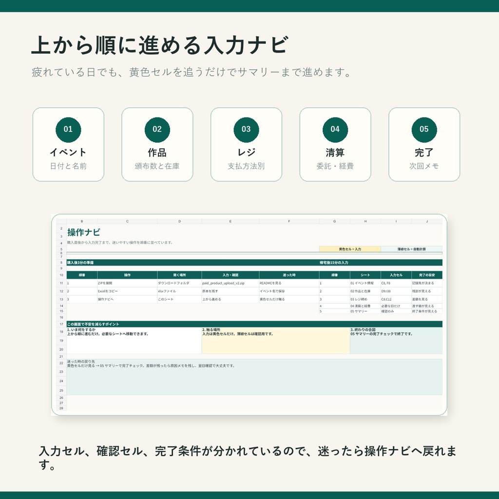 即売会おつかれ片づけ帖 v2|同人イベントの売上・在庫・清算Excelテンプレート