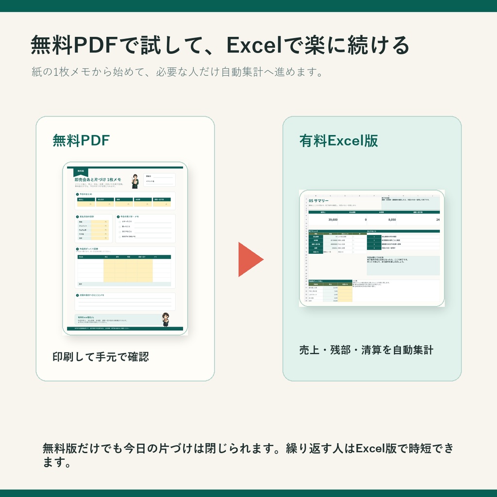 即売会おつかれ片づけ帖 v2|同人イベントの売上・在庫・清算Excelテンプレート