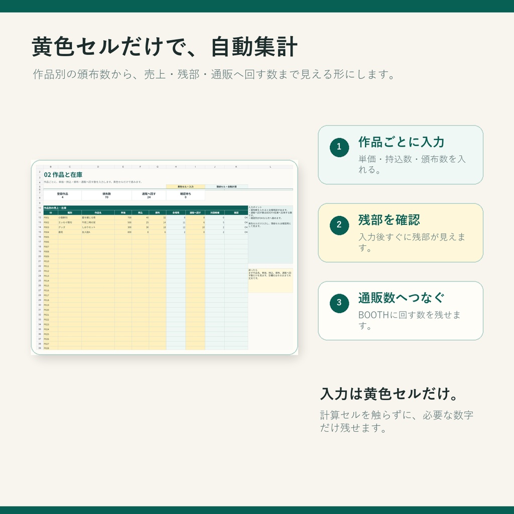 即売会おつかれ片づけ帖 v2|同人イベントの売上・在庫・清算Excelテンプレート