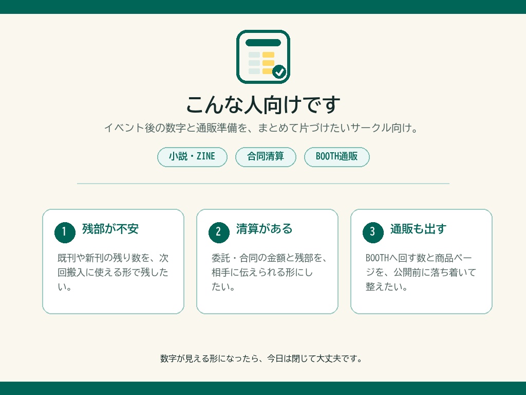 同人イベント後の数字とBOOTH準備 全部入りパック|Excel・PDF・商品ページチェック