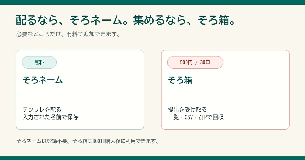 そろ箱|提出ファイルを自動命名して一覧・ZIP回収