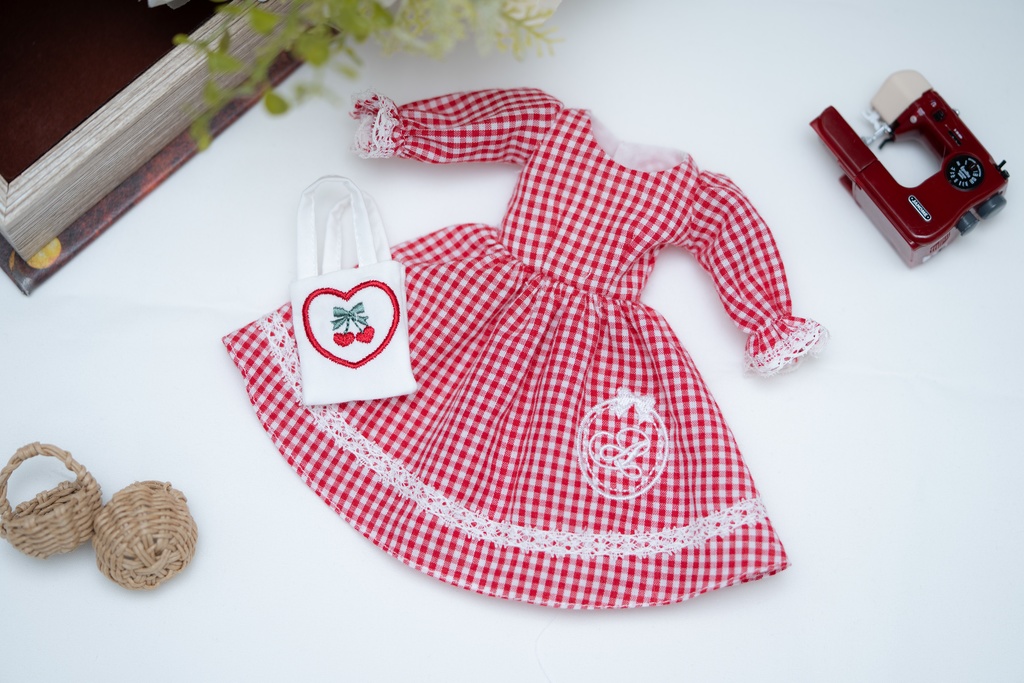 オーナー様と作り上げるギンガムワンピース(ブルー)22センチ