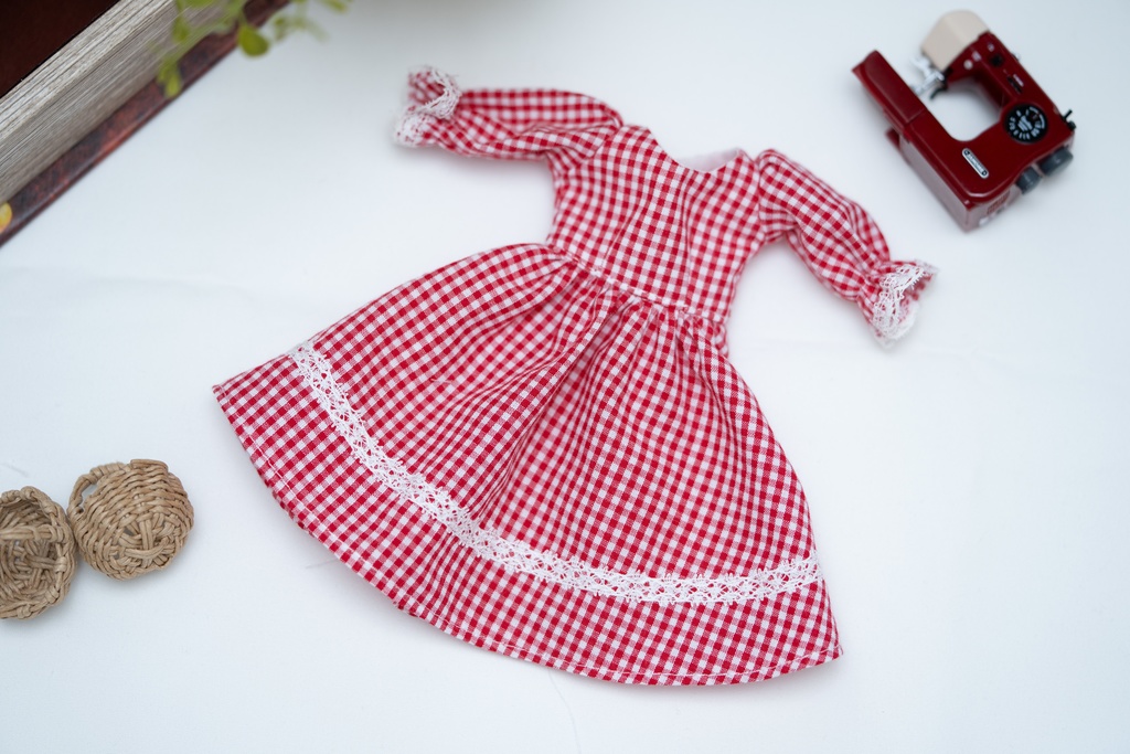 オーナー様と作り上げるギンガムワンピース(赤) 22センチ