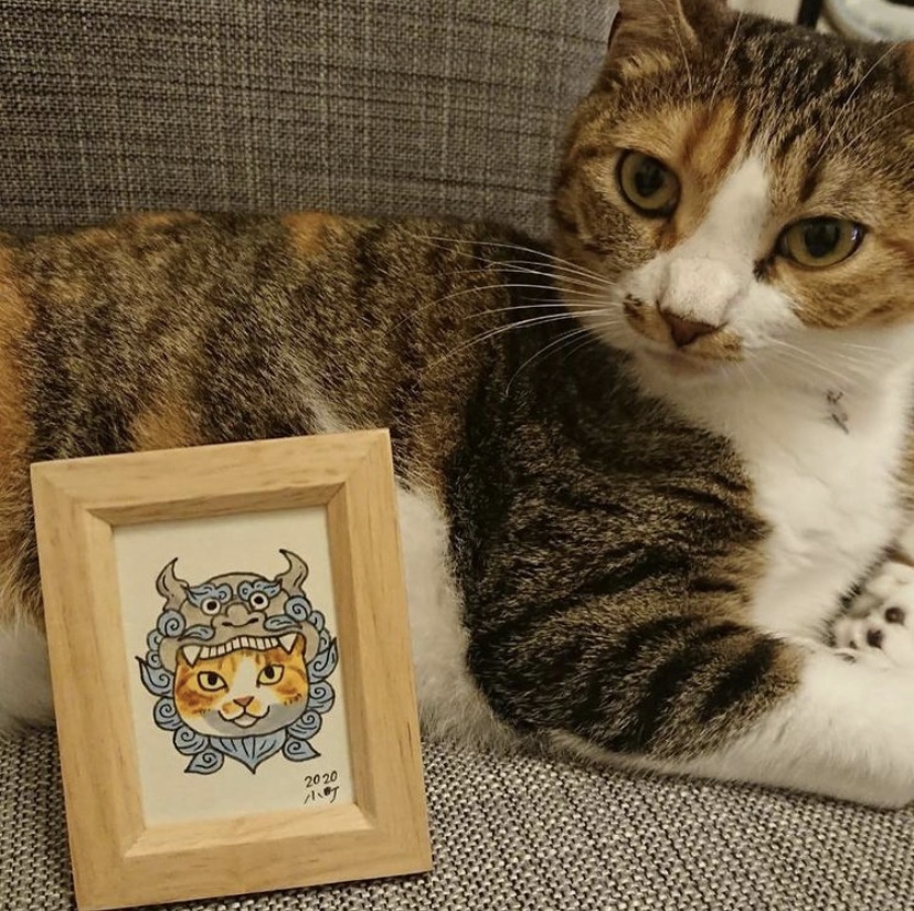 額入りイラスト◆おめかしちびねこ似顔絵