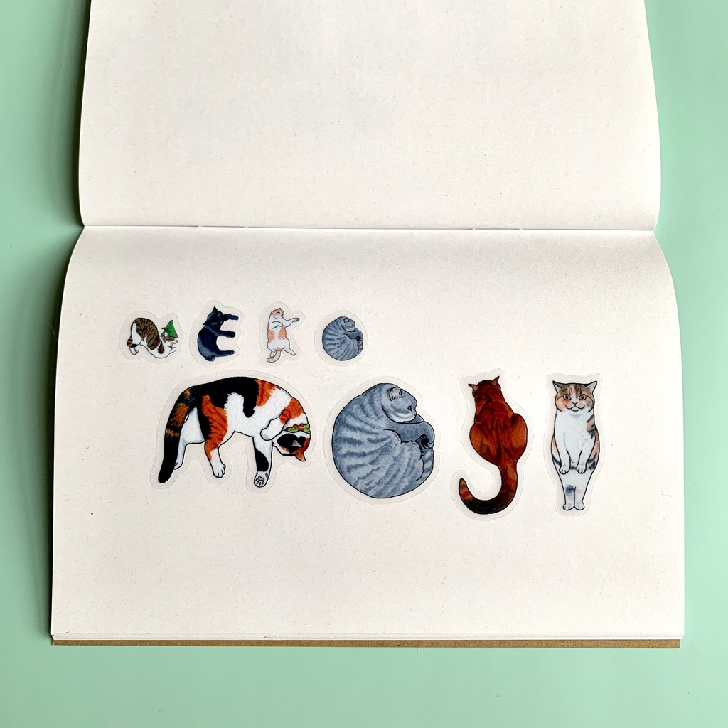 猫文字アルファベット ひとりでできるもん クリアシール