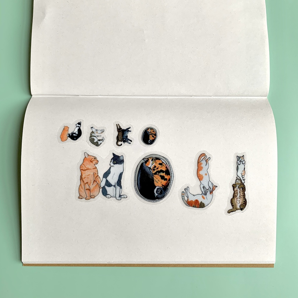 猫文字アルファベット 仲良くいっしょに クリアシール