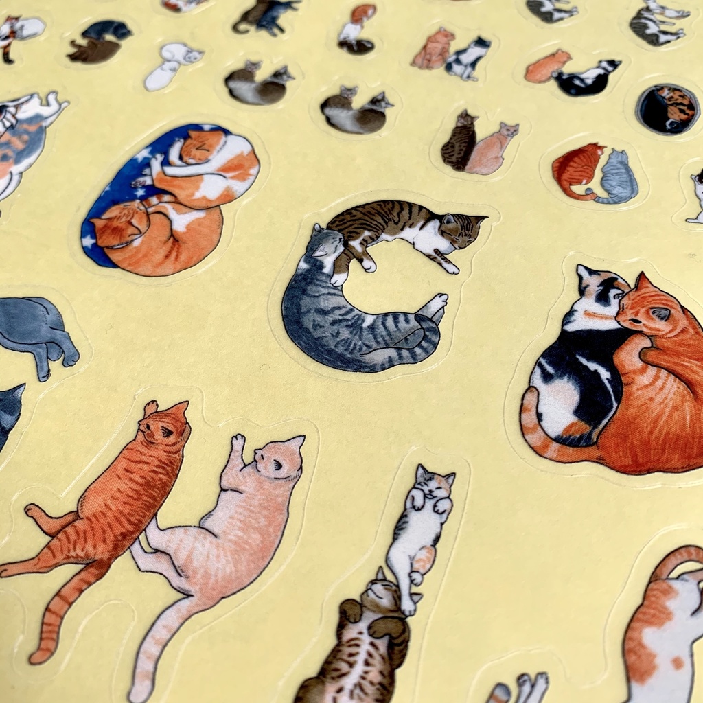 猫文字アルファベット 仲良くいっしょに クリアシール