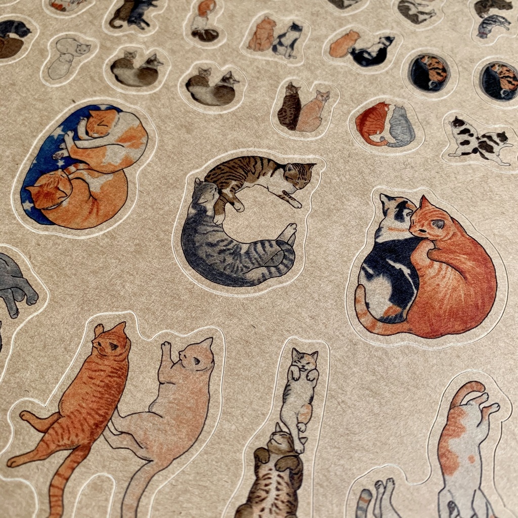 猫文字アルファベット 仲良くいっしょに クラフトシール