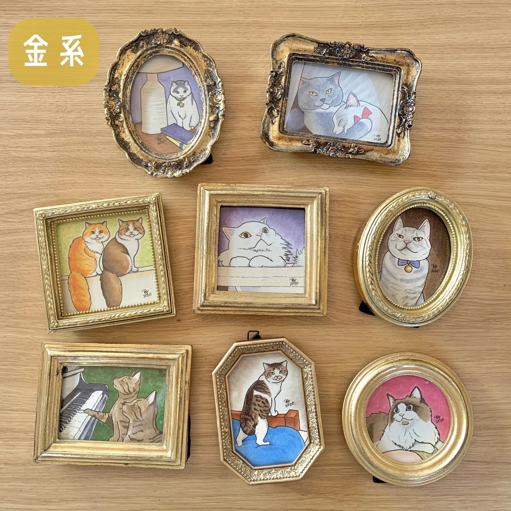 額入りイラスト◆アンティークねこ似顔絵