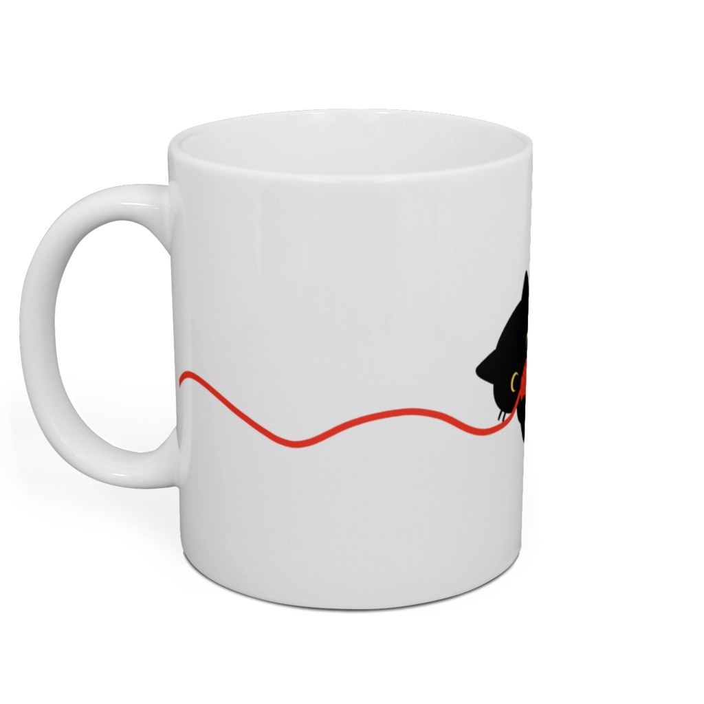 黒猫と毛糸のマグカップ