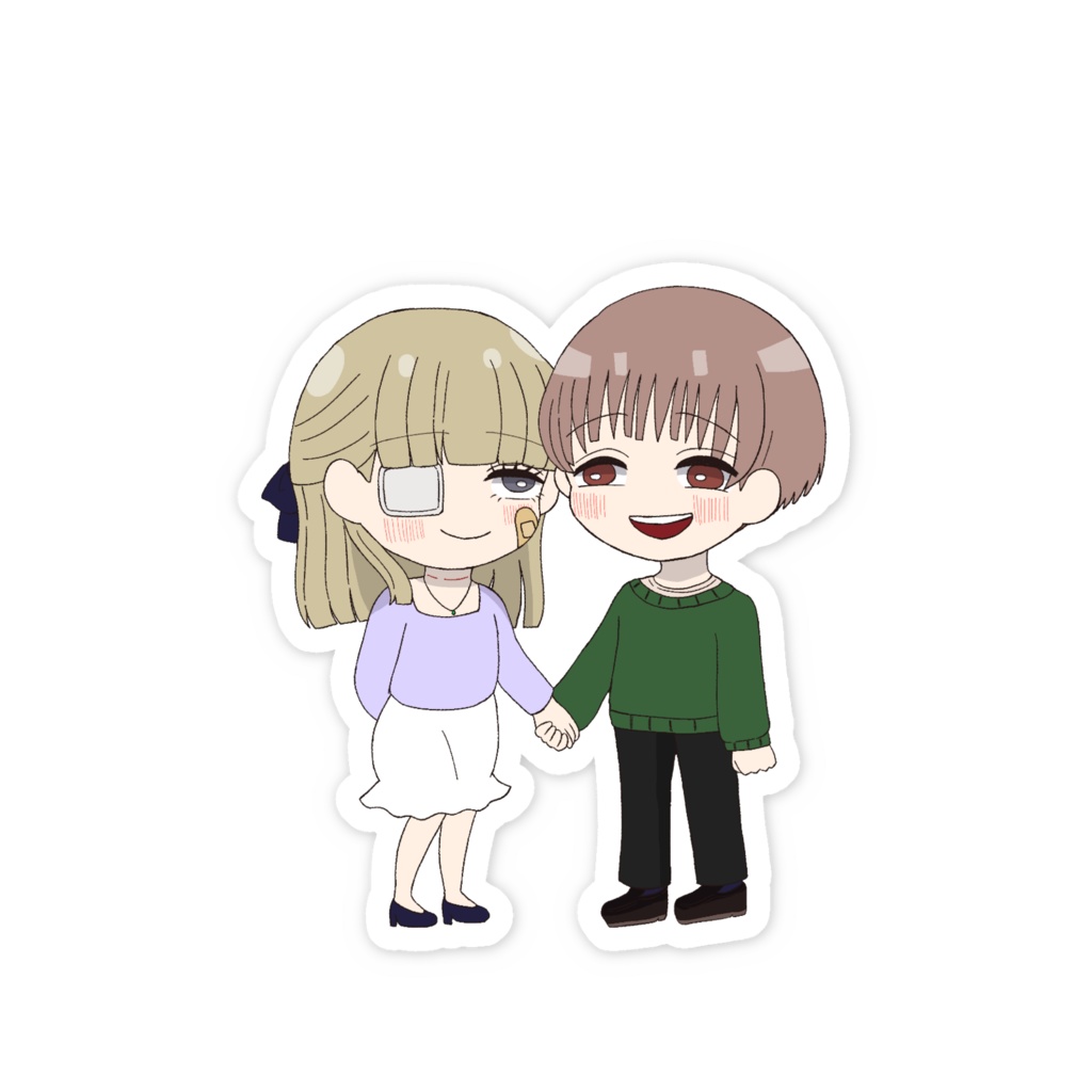 ホワイト夫妻スマホステッカー