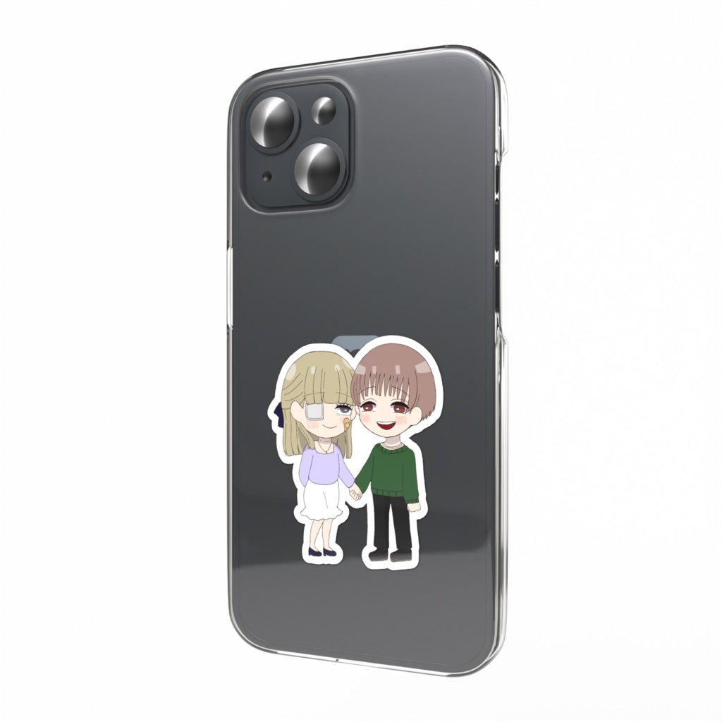 ホワイト夫妻スマホステッカー