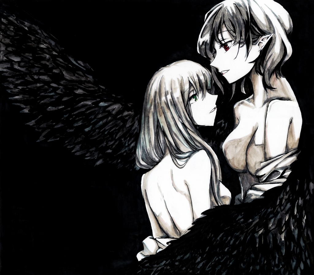 東方Project 手描き色紙「堕天」