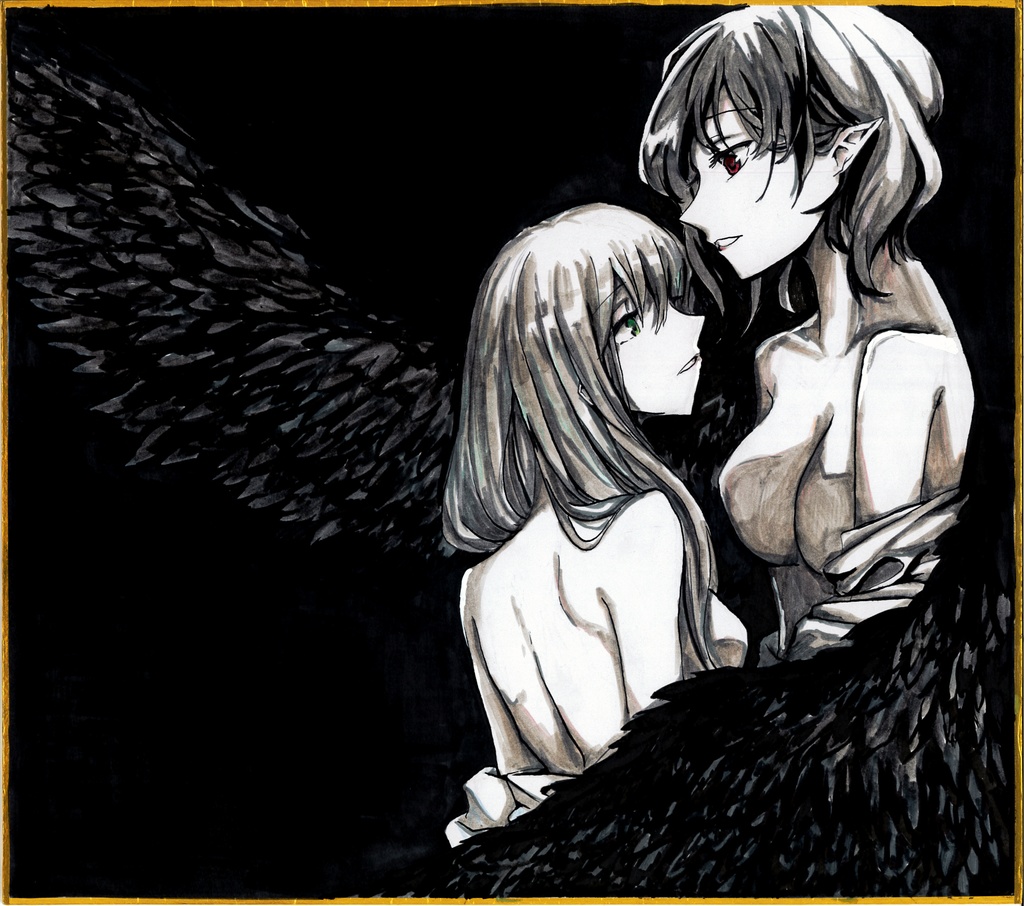 東方Project 手描き色紙「堕天」