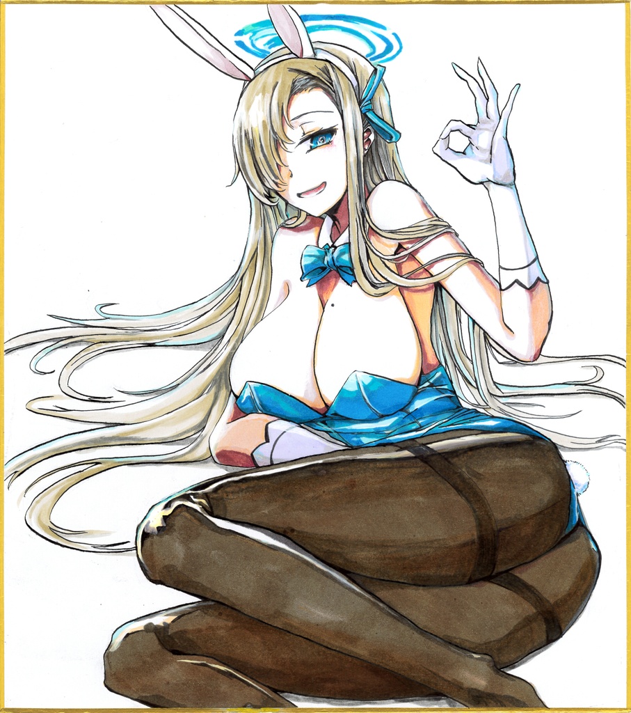 ブルーアーカイブ 手描き色紙「💙」