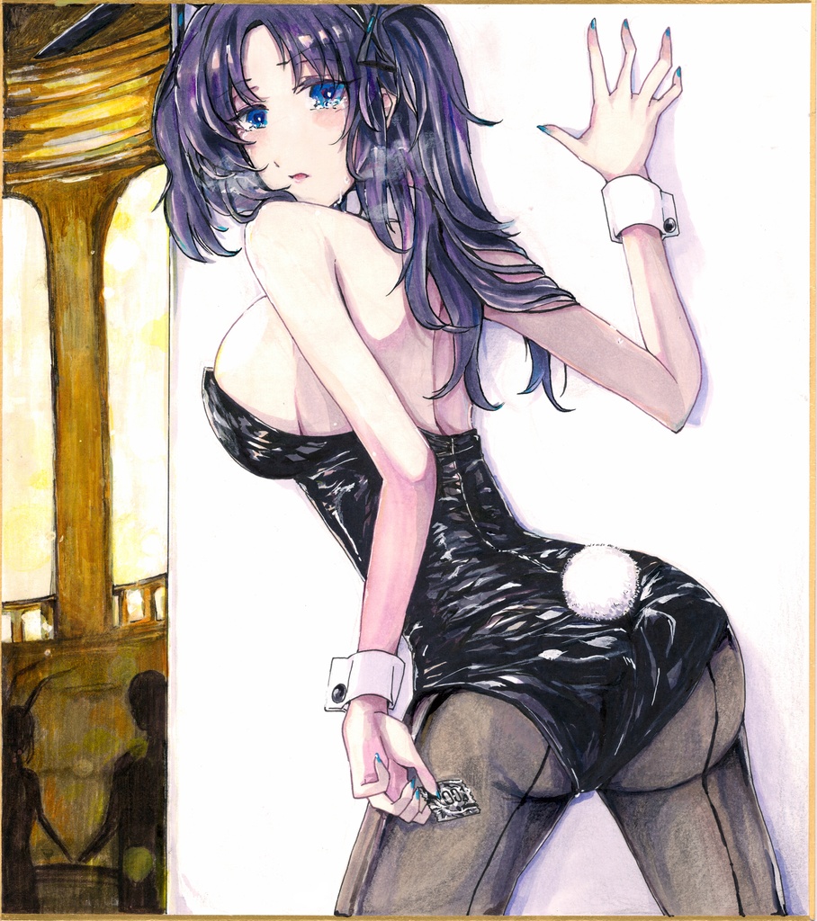 ブルーアーカイブ 手描き色紙「（………先生、早く……）」