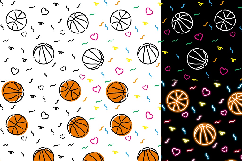 【商用可能】80年代風バスケットボールパターン6種類