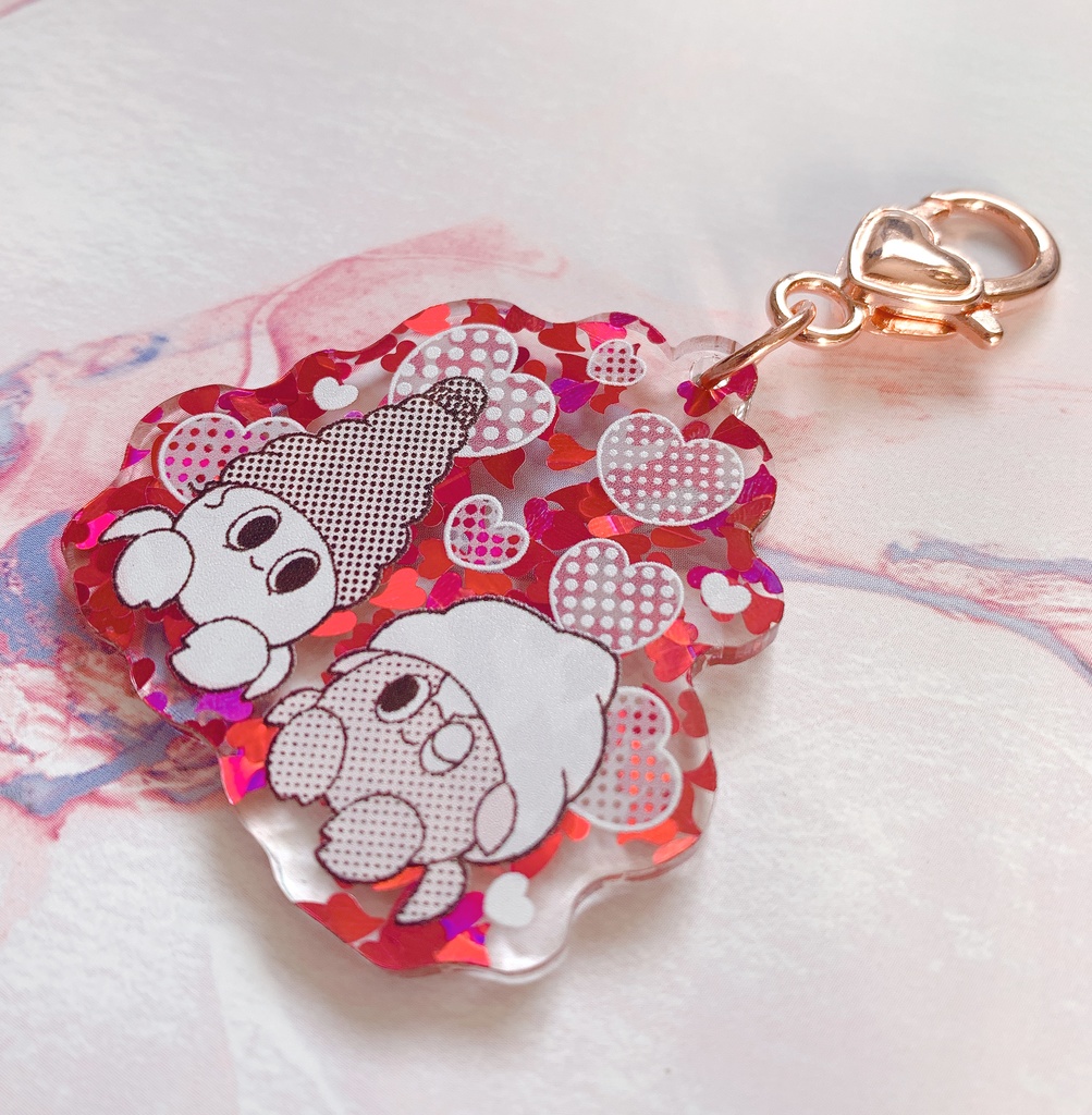 ヤドカリ赤安ハートフレークアクキー