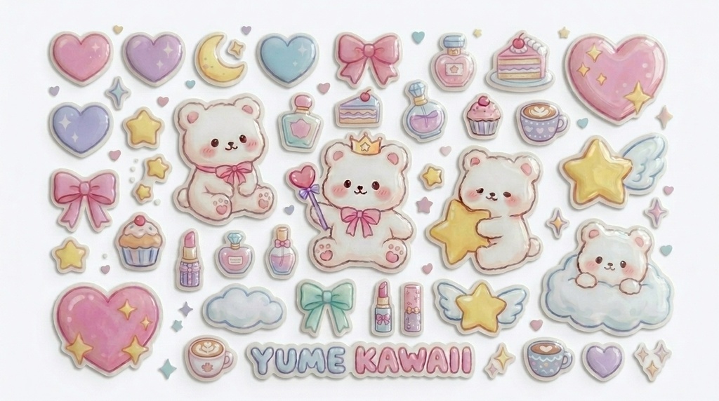 くまちゃん ぷっくりシール風 素材 22枚セット
