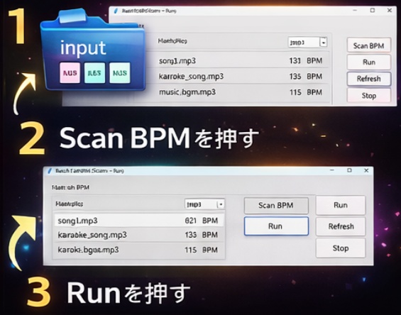 BatchFadeBPM 音楽一括編集ツール(BPM調整 / フェード / 長さ変更)