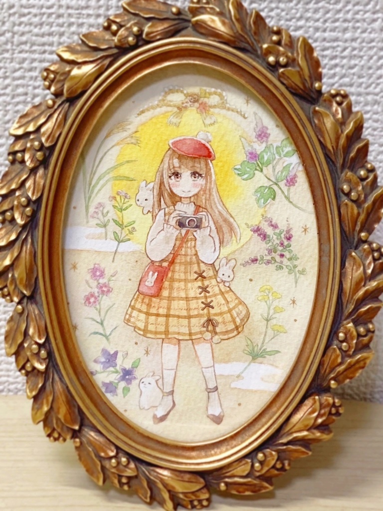 【額装原画】秋の七草とうさぎさん