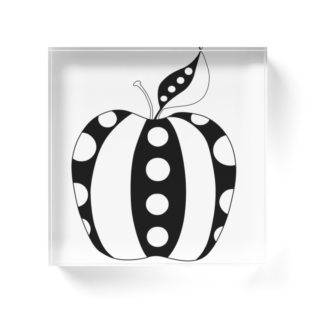 ストライプドットりんご アクリルブロック