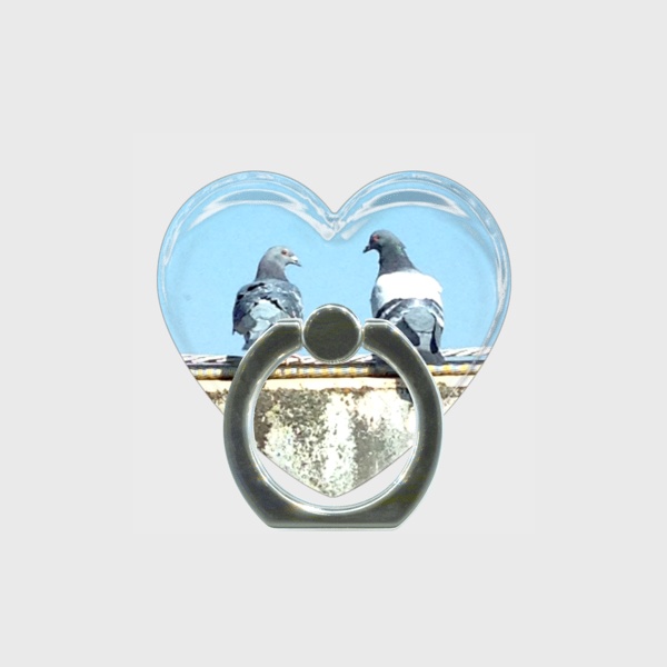 【受注生産】鳩 ハート型スマホリング【受注生産】
