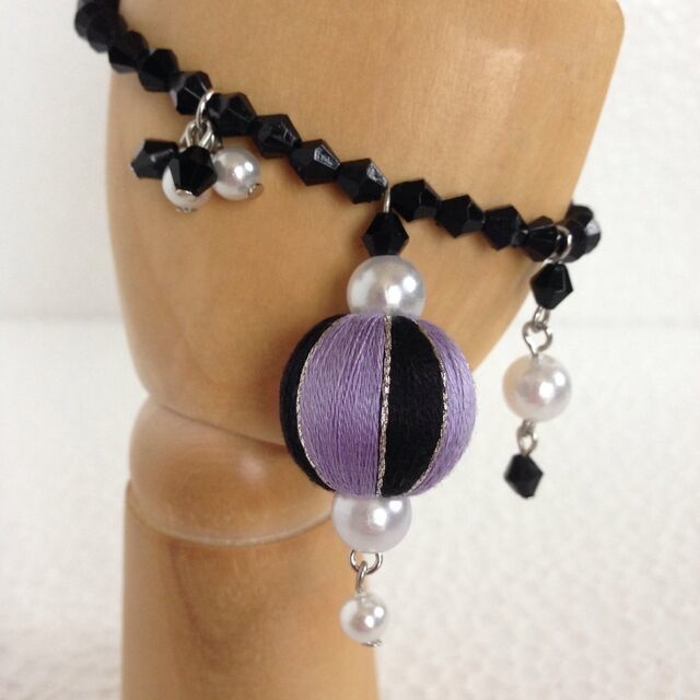 夜会ブレスレット(紫×黒)