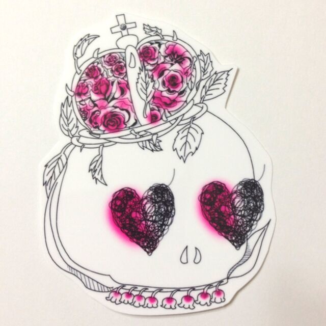薔薇髑髏ステッカー