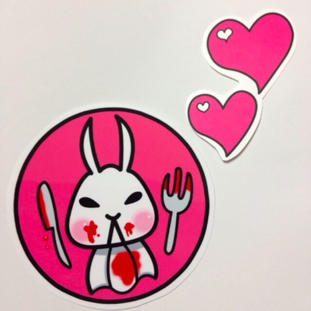 肉食系うさぎステッカー+ハートステッカー