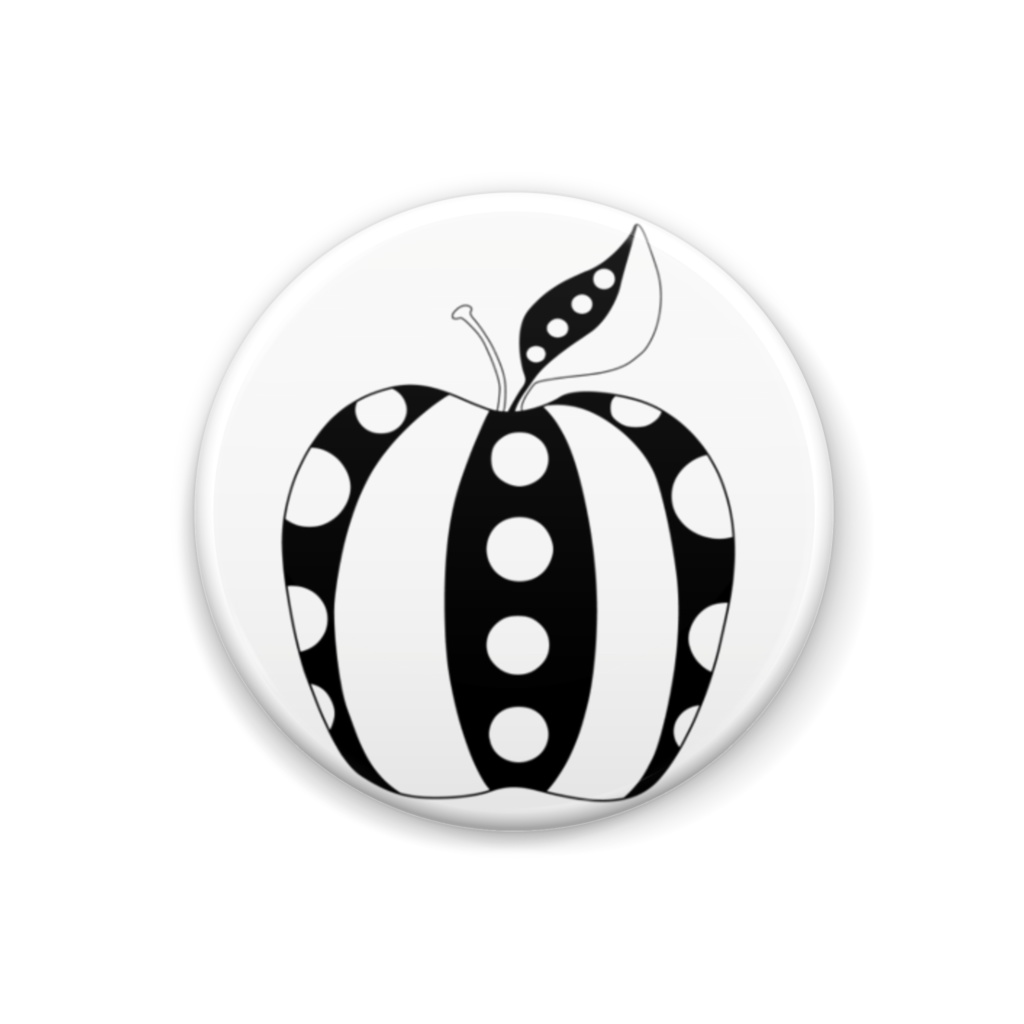 ストライプドットりんご缶バッジ